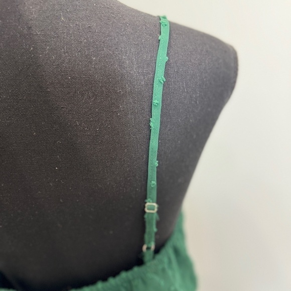 Green V-Neck Cinched Waist Mini Dress (M) - Picture 7 of 8